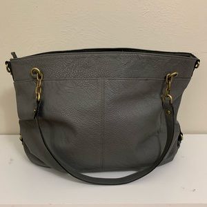 Grey faux leather handbag